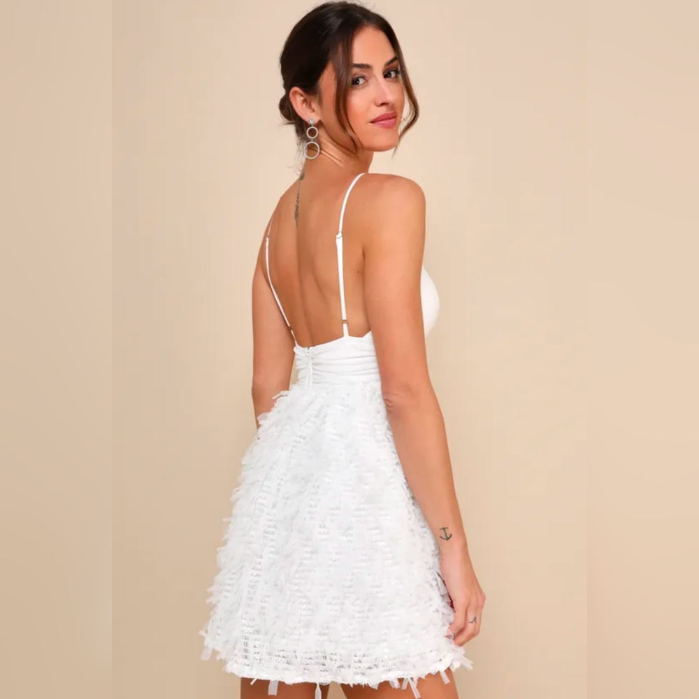 White Cocktail Dress - Picture 2 of 7